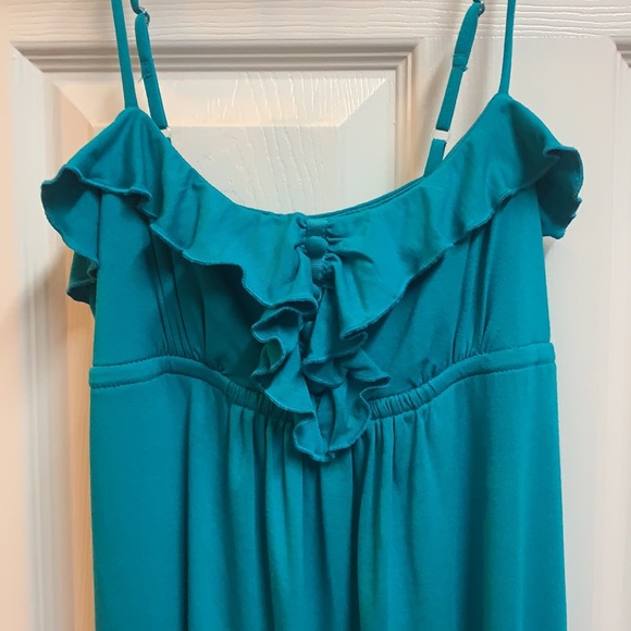 London Times teal ruffle maxi dress - Picture 2 of 5